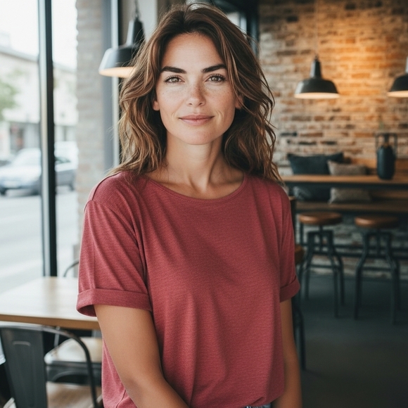 Cable & Gauge Tops - Cable & Gauge Red Boxy Relaxed T-Shirt